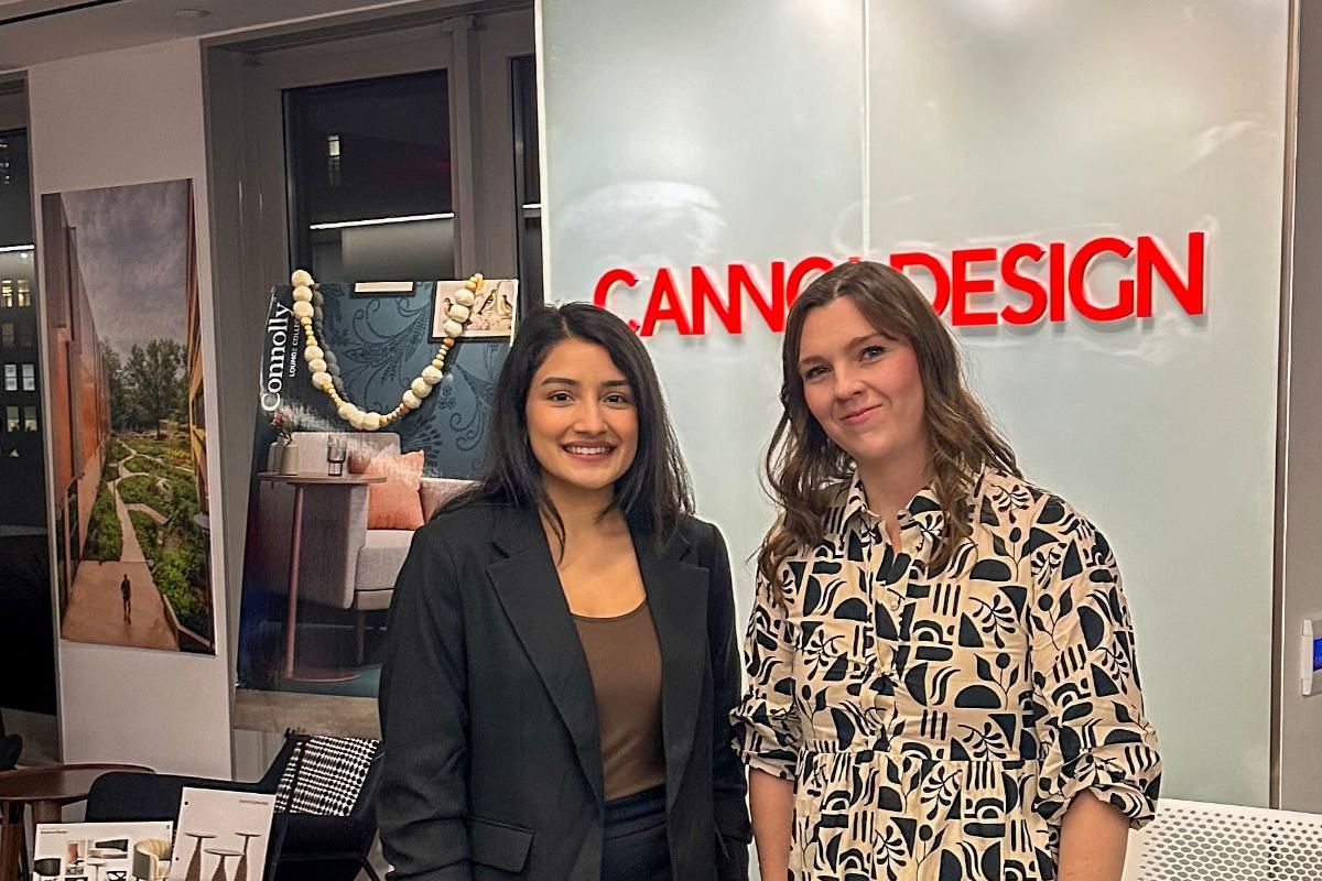 Junior IAD major Apeksha Prasai (left) senior IAD major Casey Palm (right), who came in 1st and 2nd place respectively at the DLF scholarship competition.