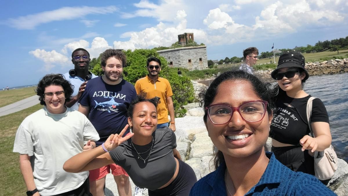 Data science master's student Trina Xavier with Blue Tech interns