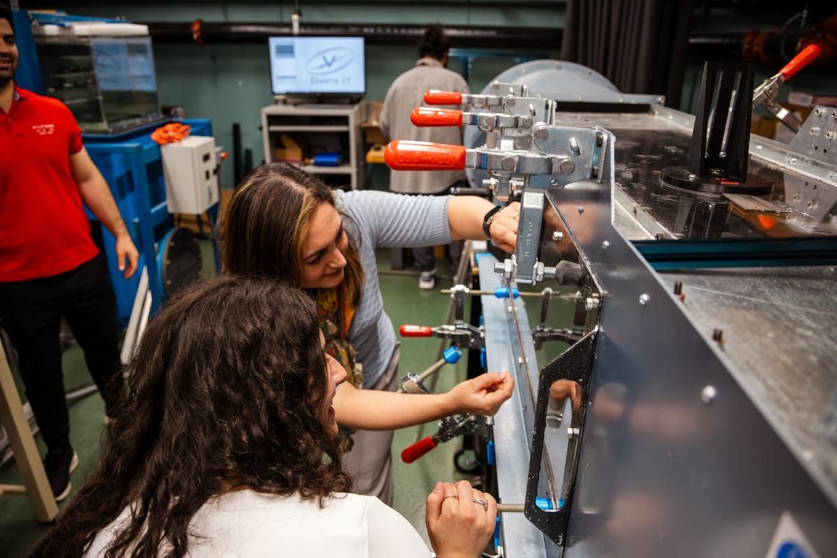 Alexis Medeiros and Professor Banafsheh Seyedaghazadeh in their research lab