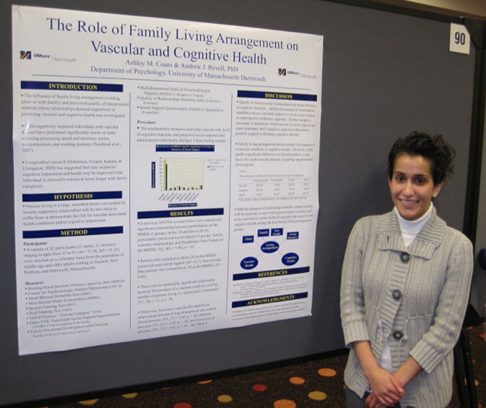 Ashley Couto, a student of Dr. Revell's, beside her poster at GSA