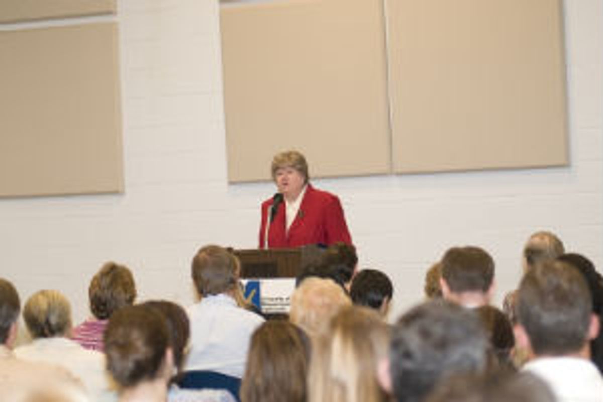 Chancellor MacCormack addressing the convocation.