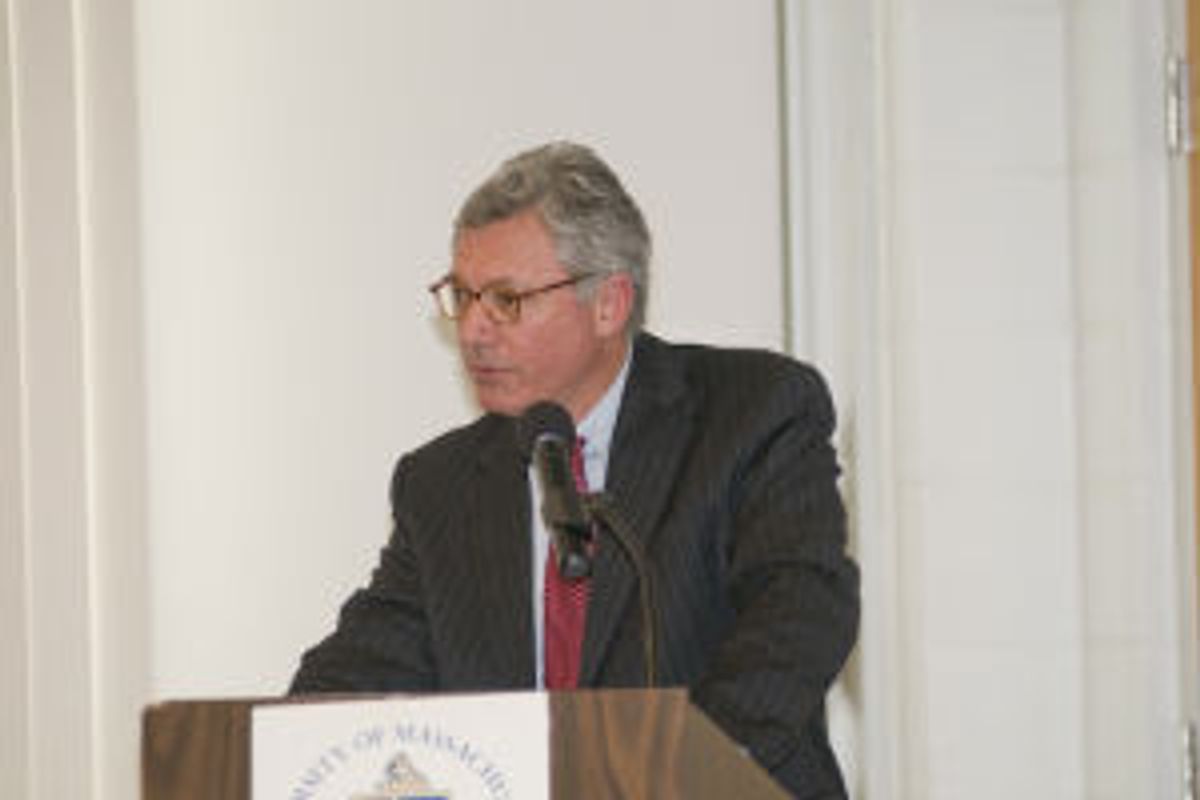 A speaker at the podium.