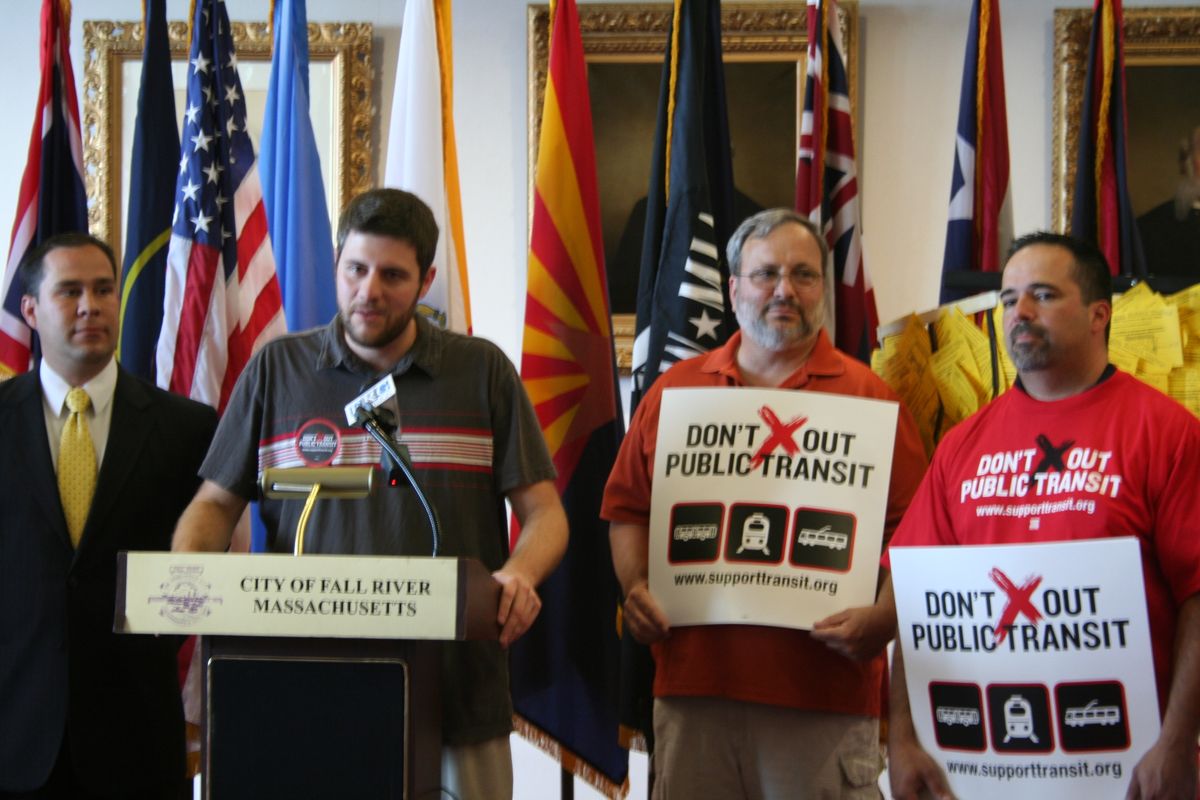 Brian Pastori of Bus Riders United advocates for better service at Fall River