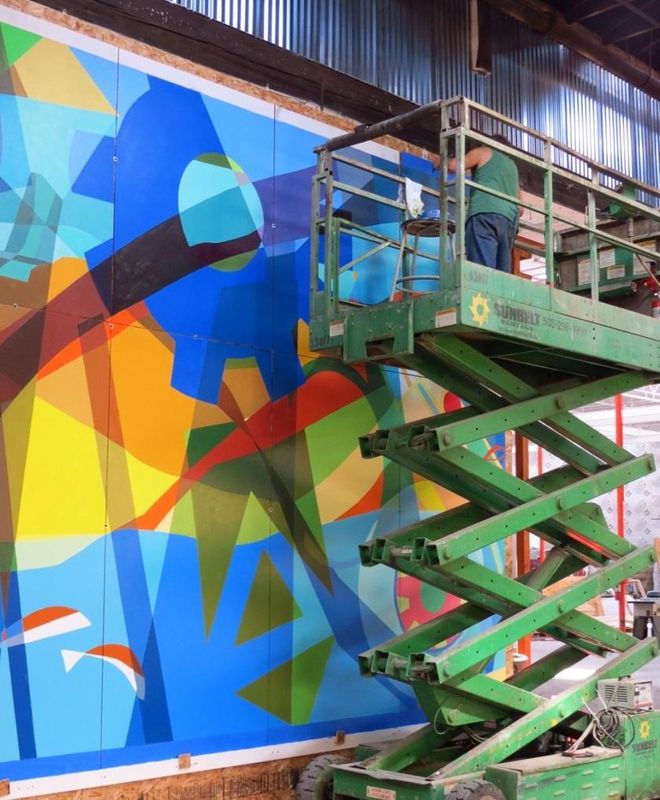 Mural being painted