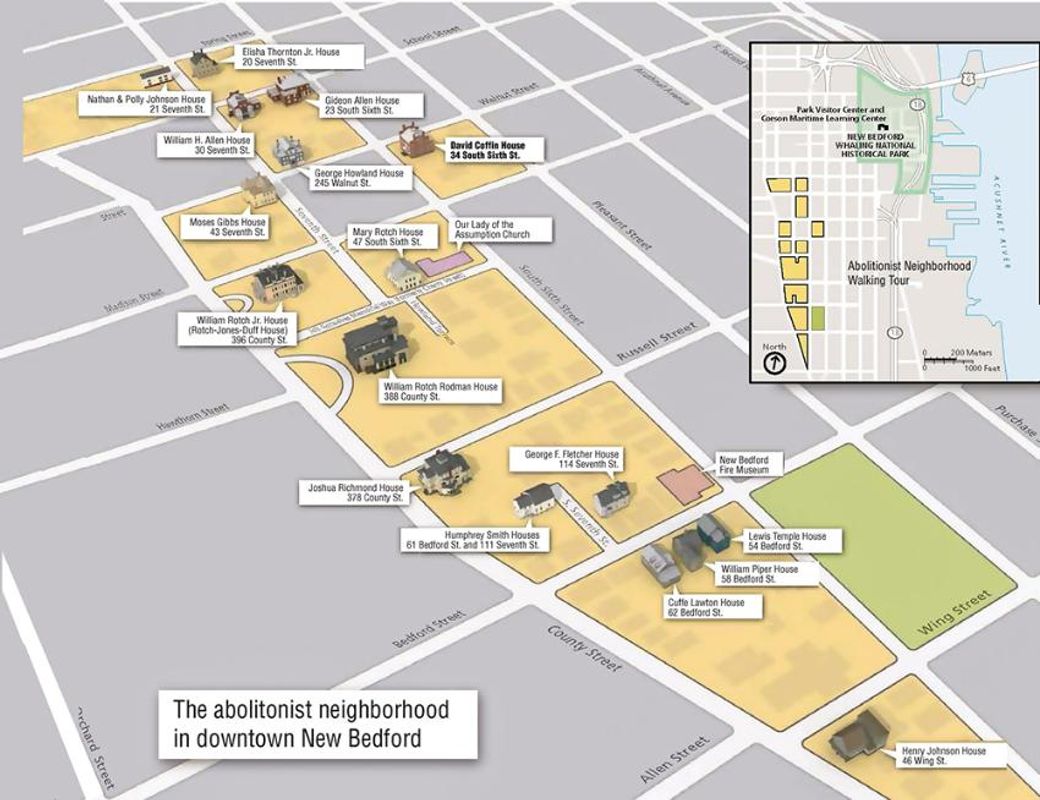 Abolitionist map of downtown New Bedford - courtesy of the National Park Service