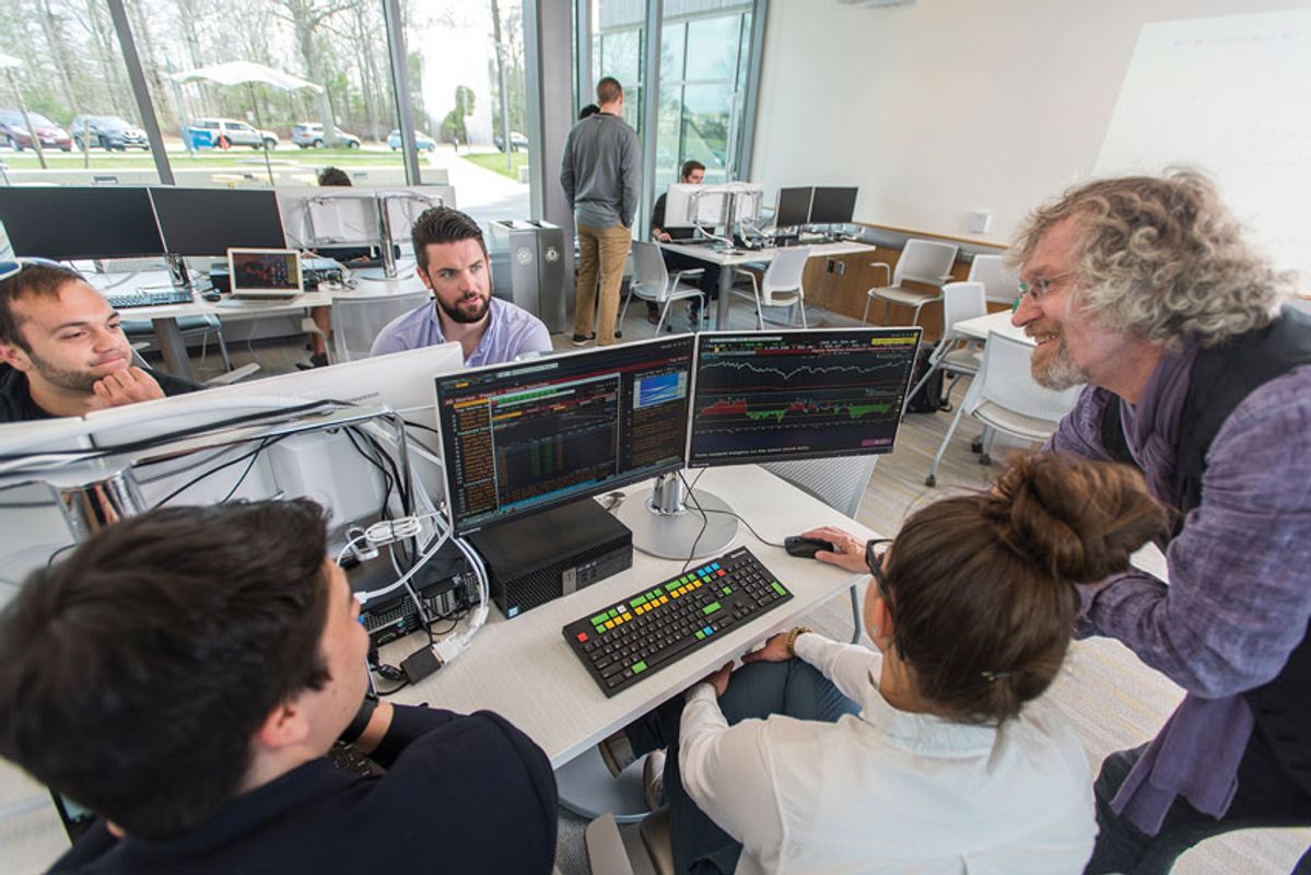 Students and faculty member at the Charlton Learning Pavilion