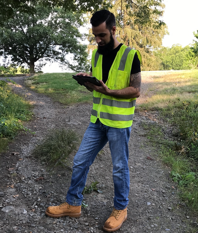 Engineering student David Ferranti field work