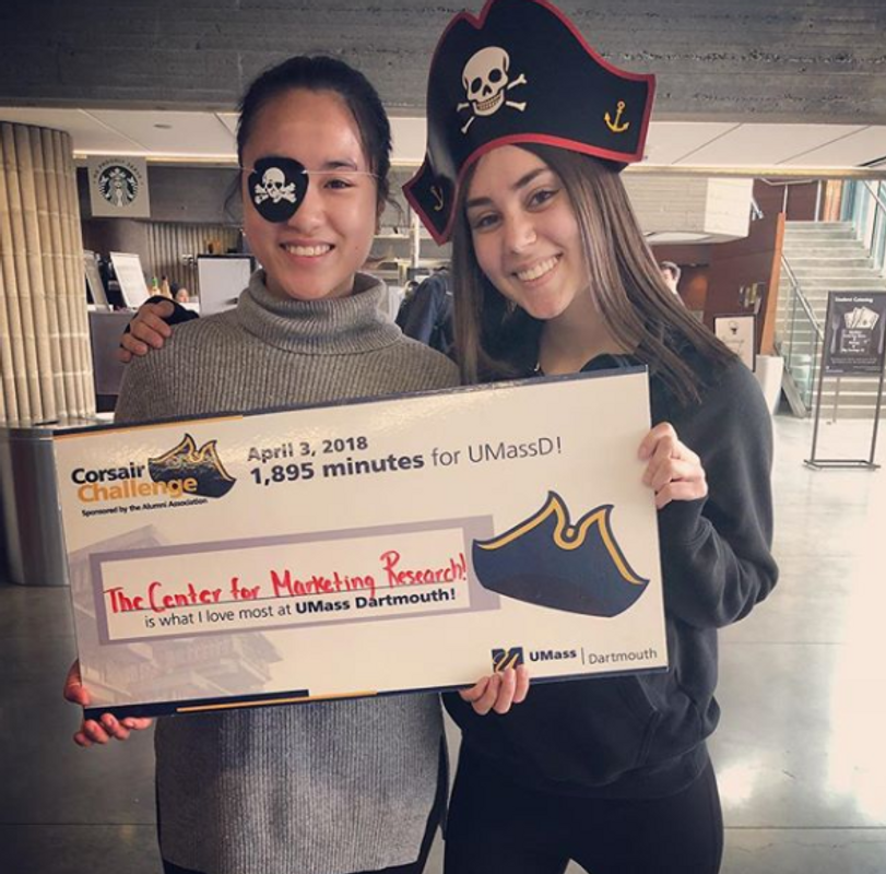UMassD students pose for corsair challenge