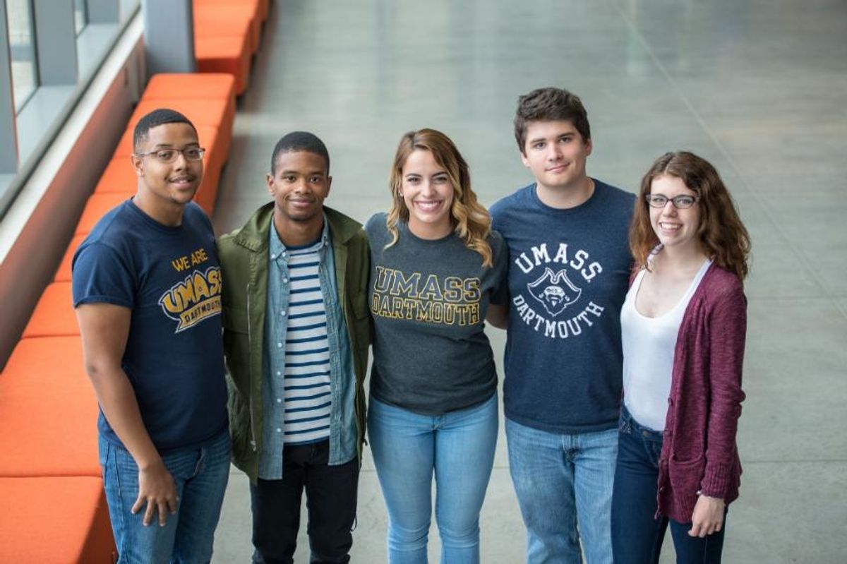 UMassD students posing together