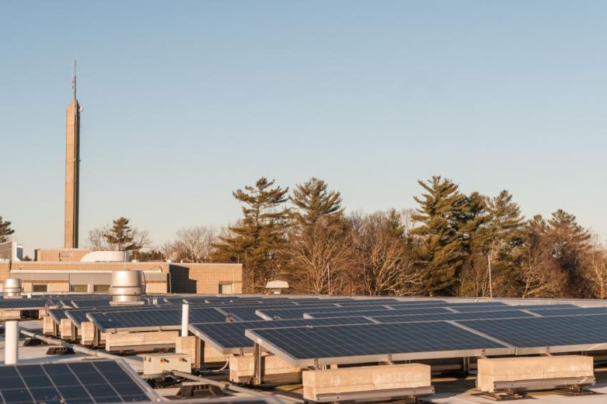 Solar Panels on campus building roof