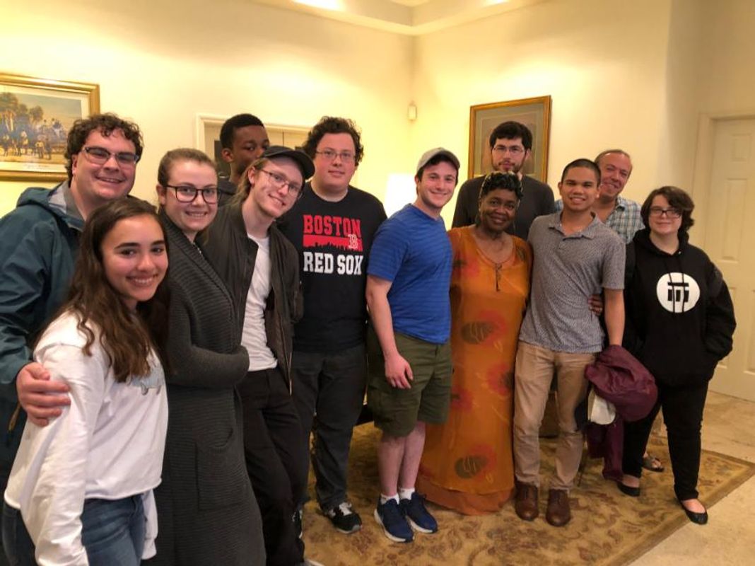 Students posing with Civil Rights Leader