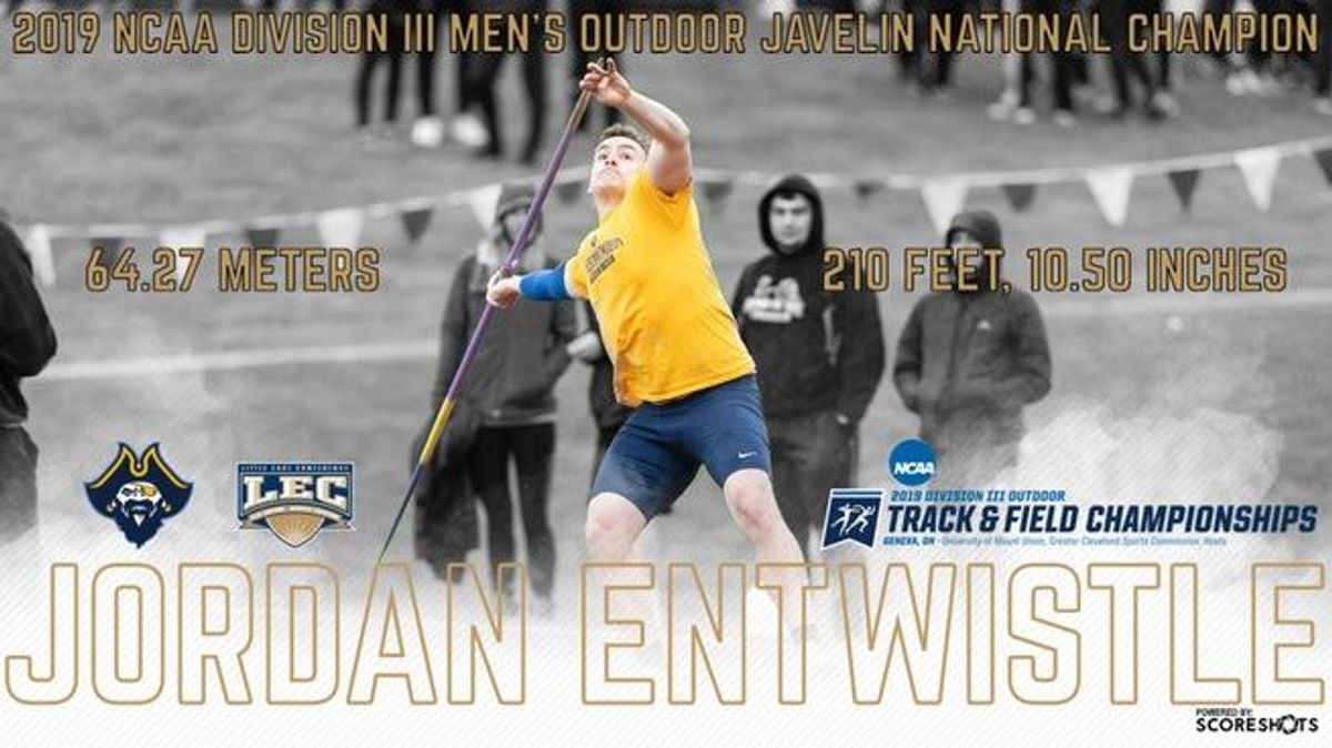 Athlete Jordan Entwistle throwing javelin