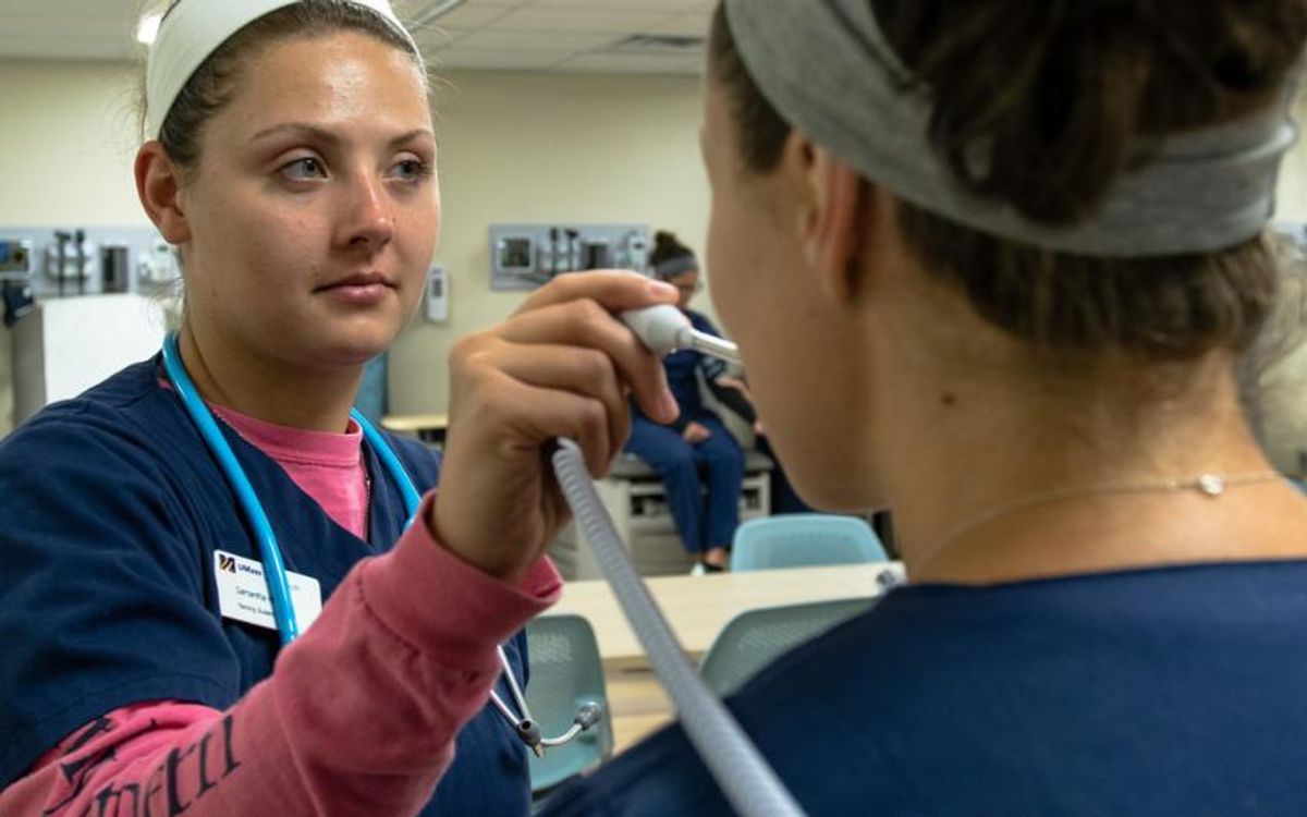 Nursing students in lab