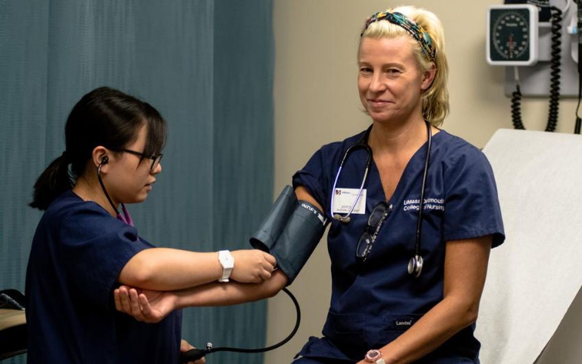 Nursing students in lab