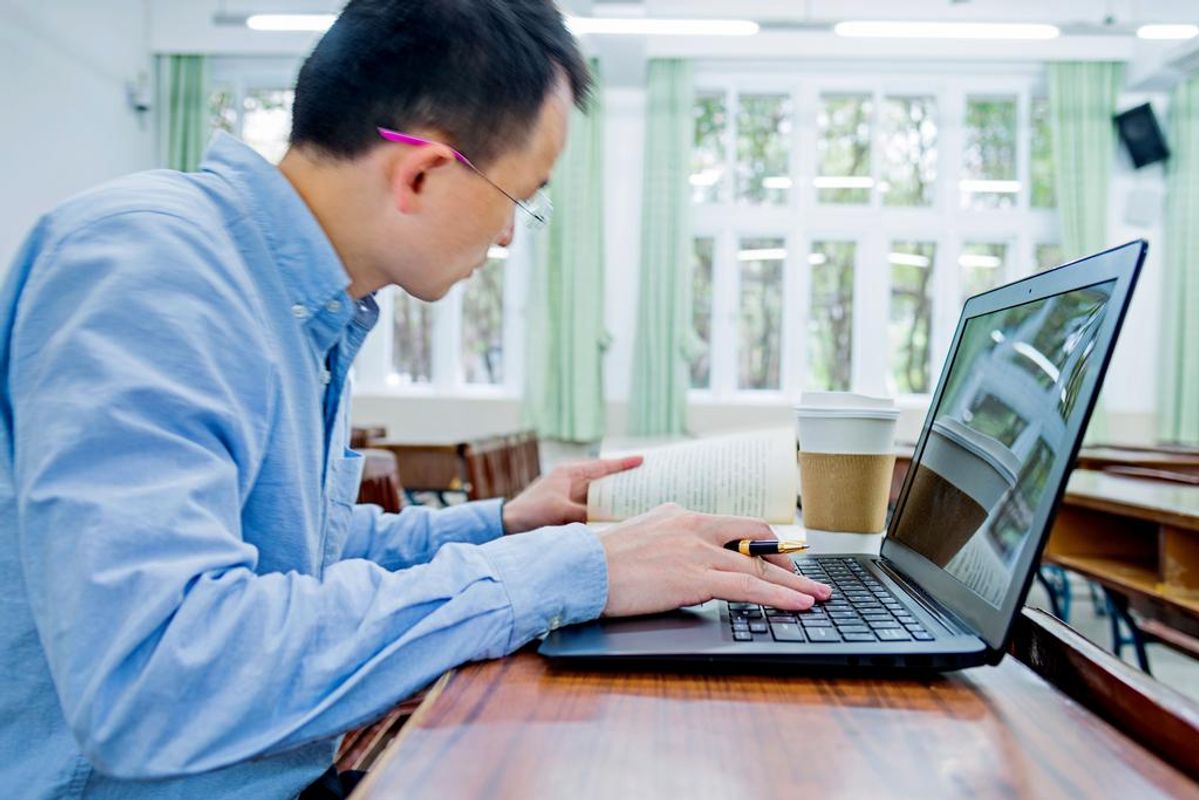 Male student at computer
