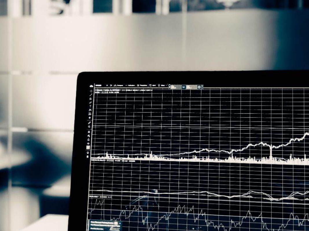 Laptop with data graphs