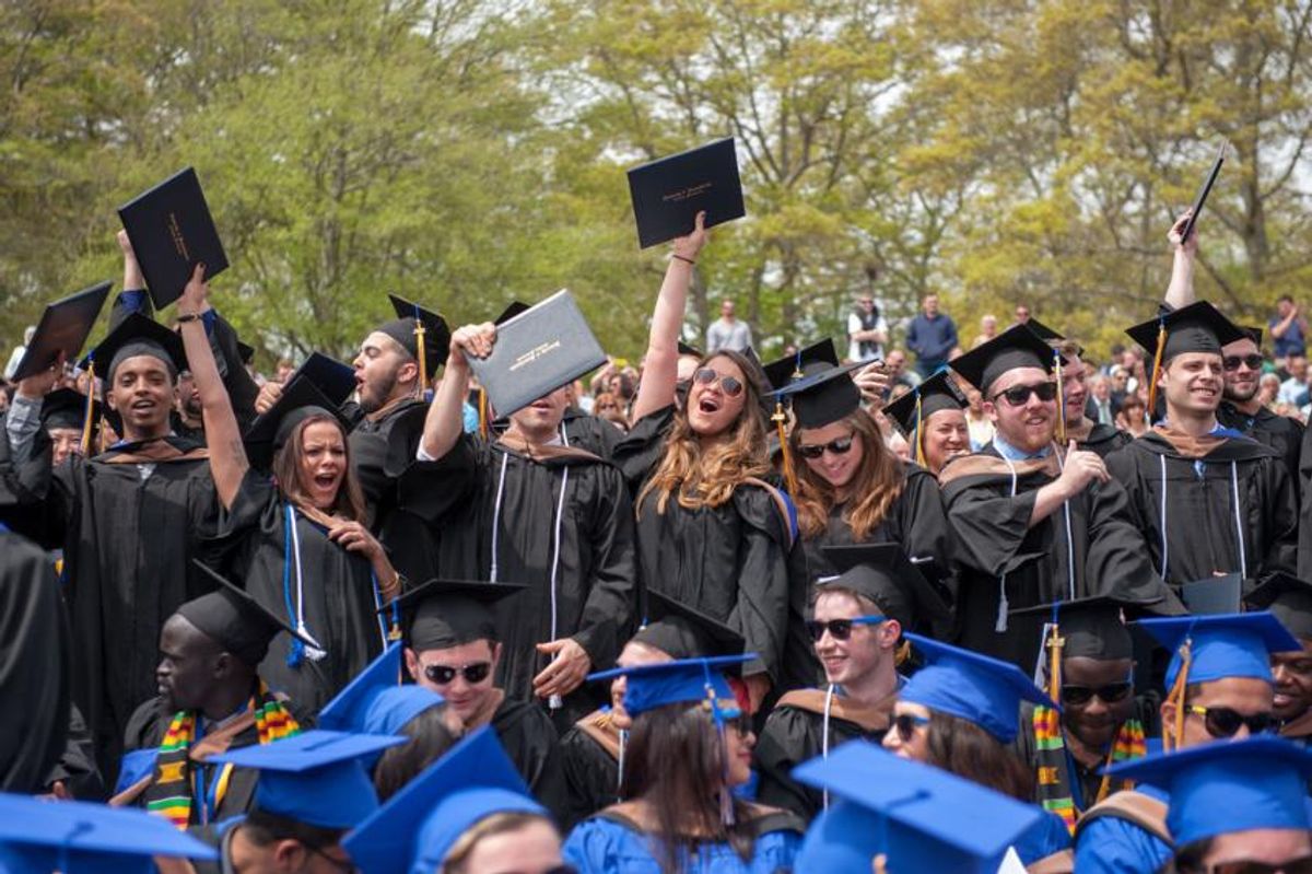 Students celebrating at Commencement