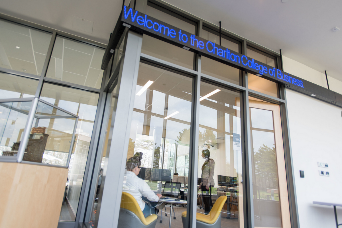 Stock ticker at Charlton College of Business Bloomberg Terminal