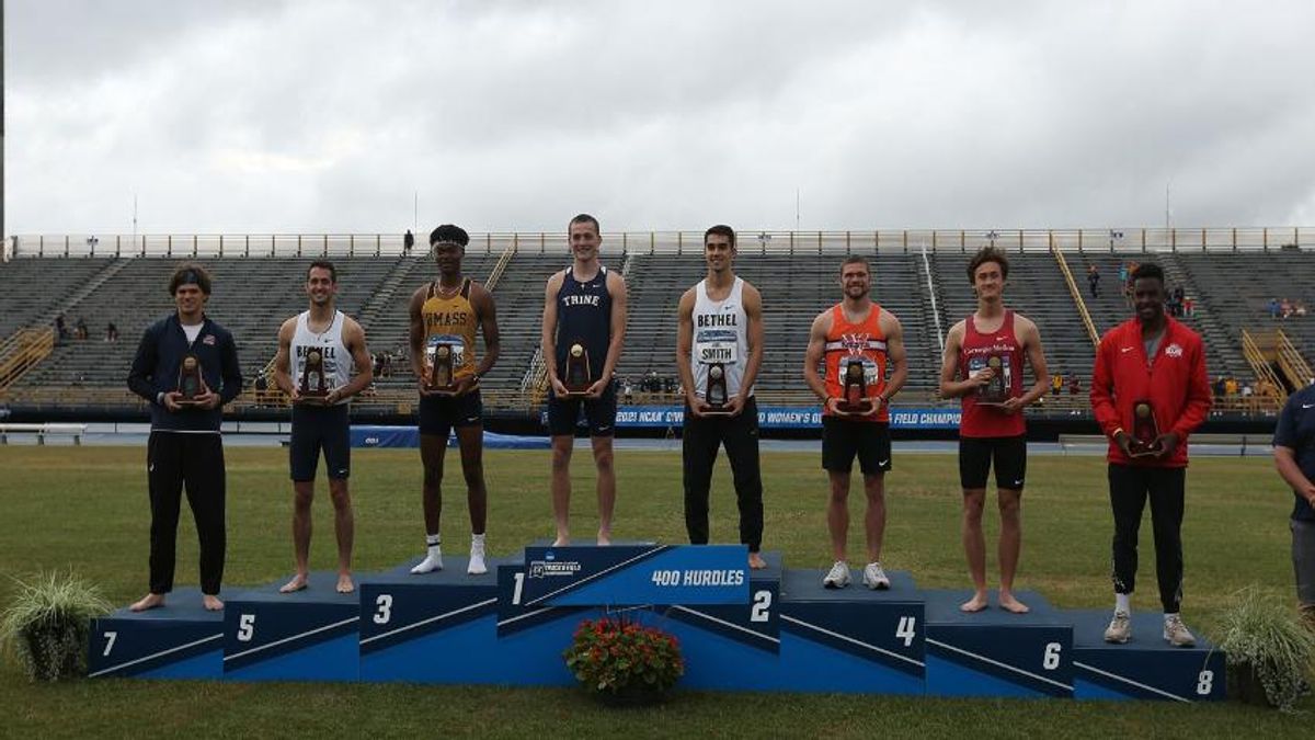 Student-athletes at Podium