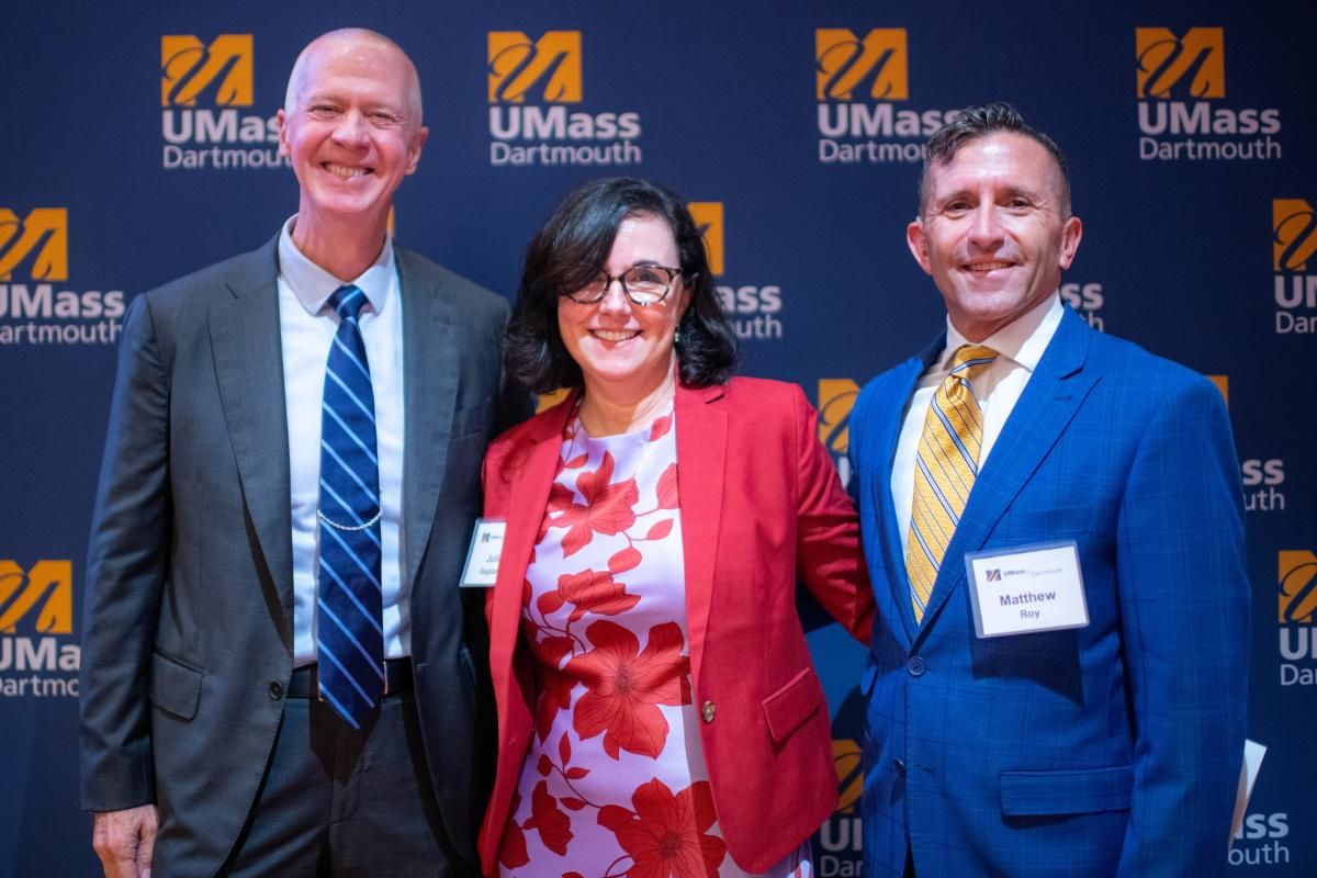 Chancellor Mark Fuller, Trustee Julie Ramos Gagliardi, and Assistant Vice Chancellor for Career & Civic Engagement Matt Roy