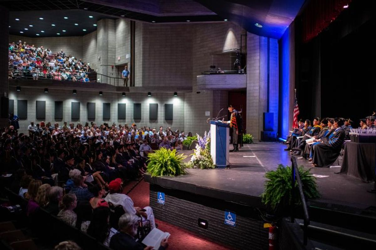 Dean Mitnick speaking at the Law Commencement
