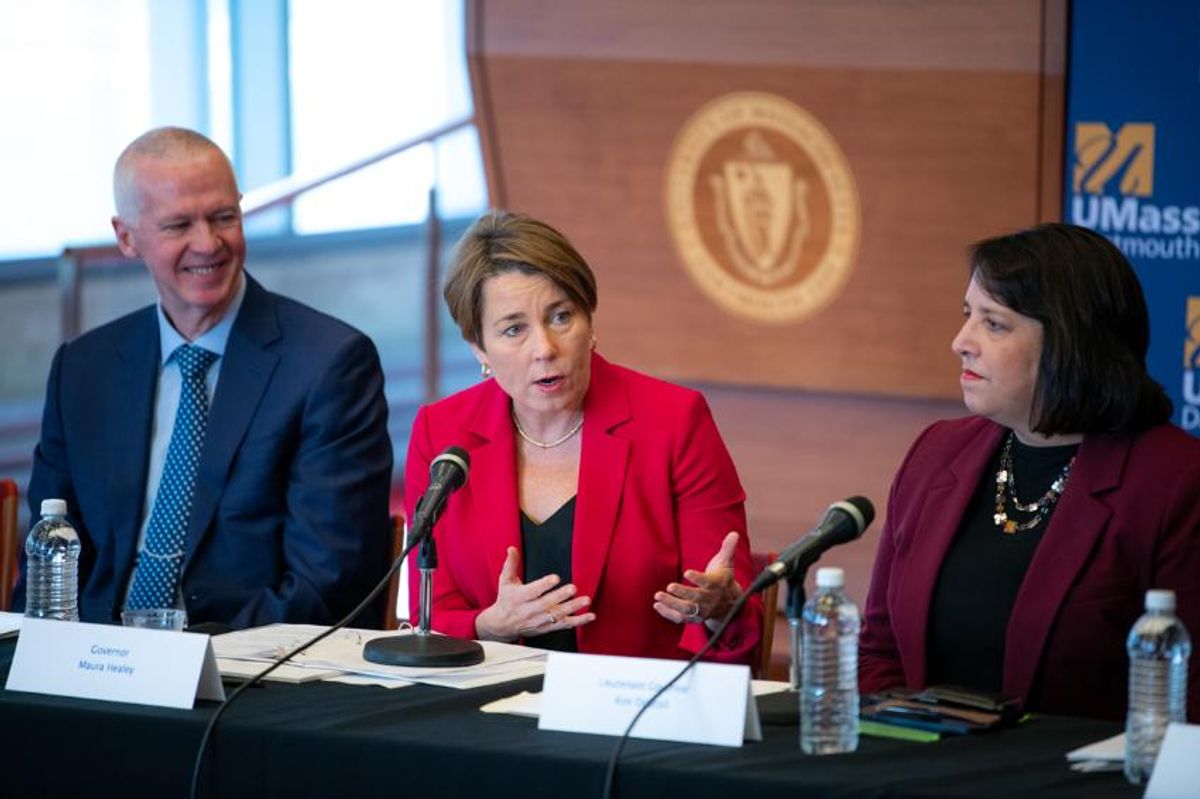 Chancellor Fuller and Governor Healey and Lt. Governor Driscoll
