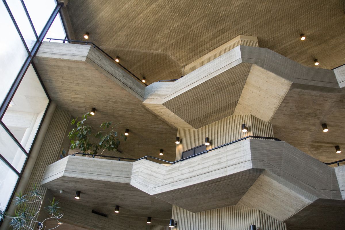 Brutalist angles in the Liberal Arts Building