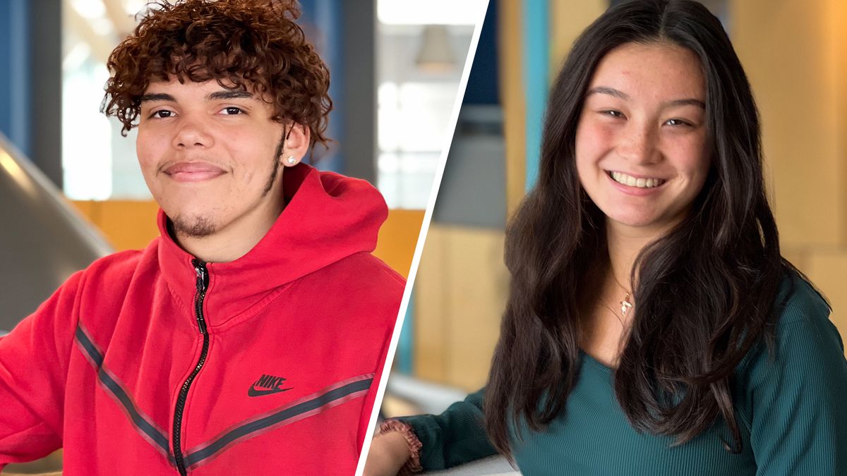 portrait of Brockton High students Yanckee Deleón and Catherine Moyes