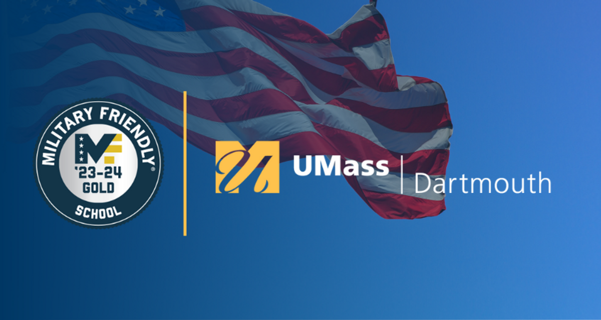 Military Friendly School '23-24 Gold badge and USA flag