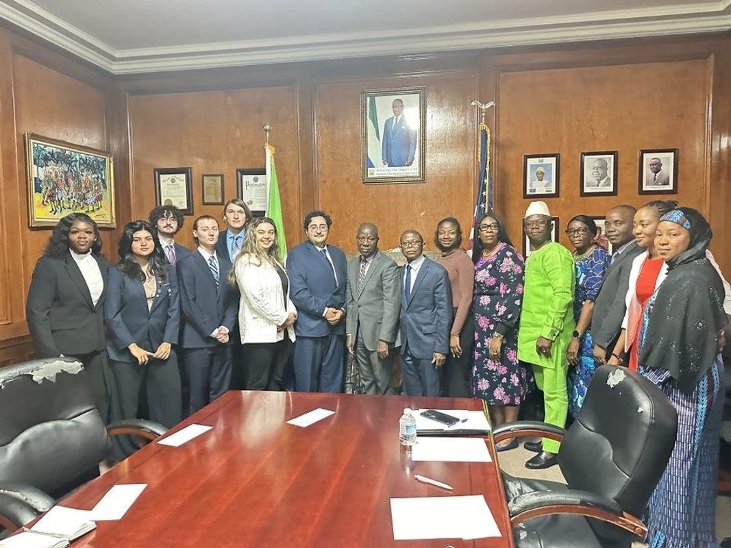 Members of Model U.N. at their briefing with the ambassadors and councilors of Sierra Leone at the country’s embassy in Washington D.C.