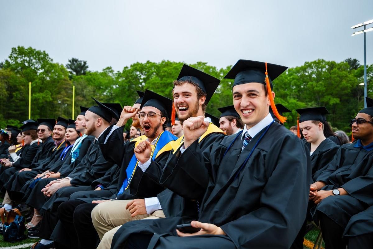 Students in graduation garb