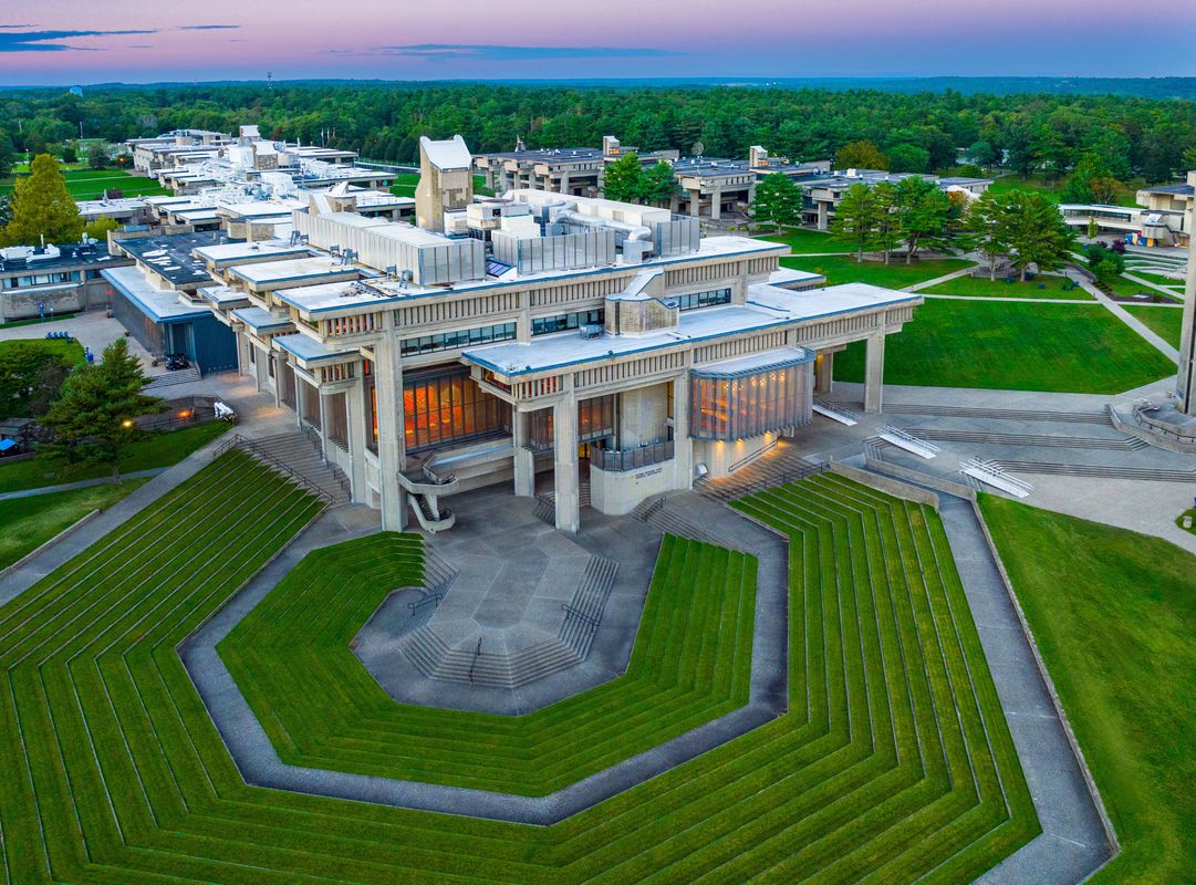 UMass Dartmouth campus at dusk