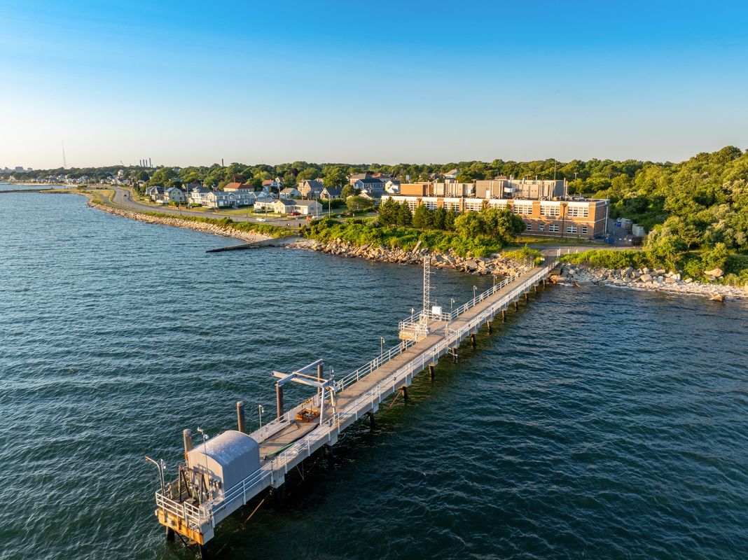 Aerial view of Clark's Cove and the SMAST West Campus