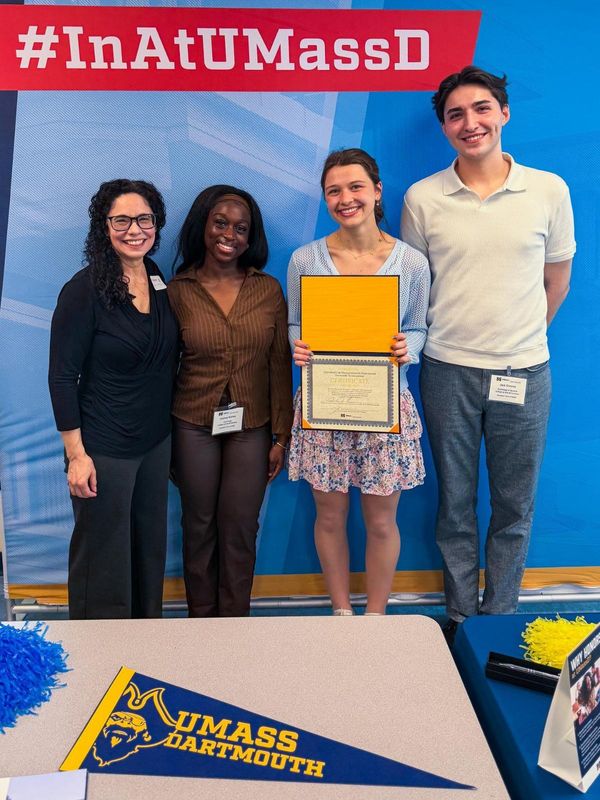 Mary Kudarauskas with Honors Dean, Amy Shapiro, and Founders' Scholars, Audrey Nortey and Jack Greene