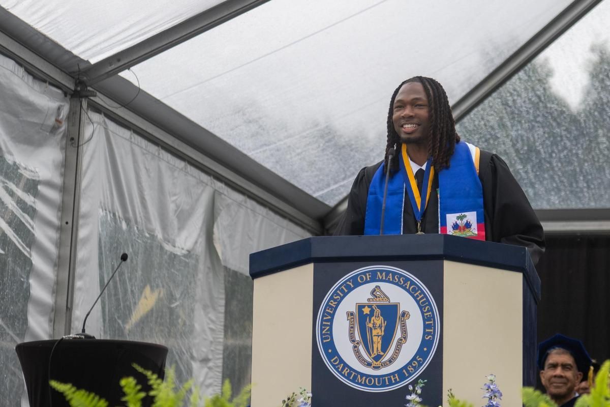 Student Commencement Speaker Sam Riley.