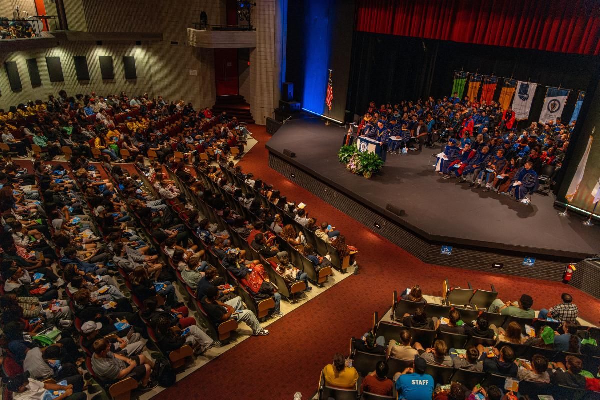 students gathered in auditorium