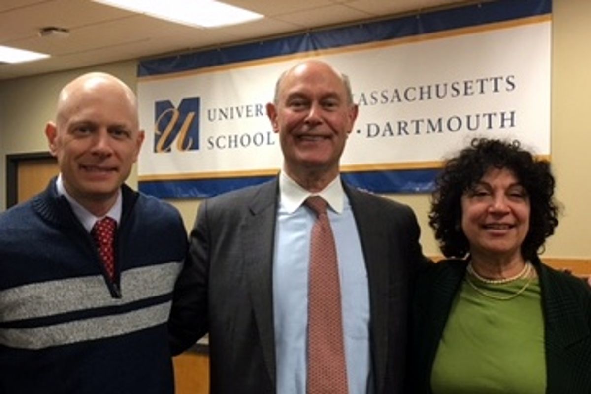 N.Y. immigration attorney George Akst with law professors Rick Peltz-Steele and Irene Scharf