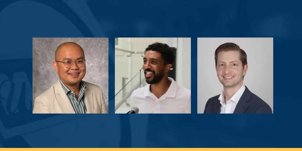 Left to right: Incoming Assistant Professors Leo Yu, Akhi Johnson, and Sean Lyness