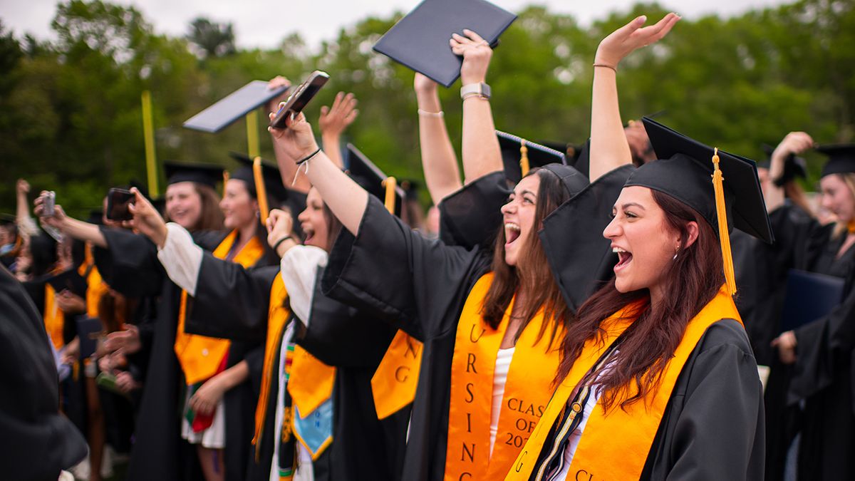 Graduates at commencement