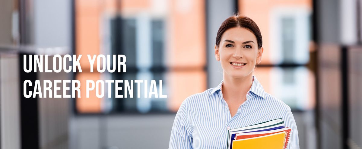 Female adult student holding notebooks