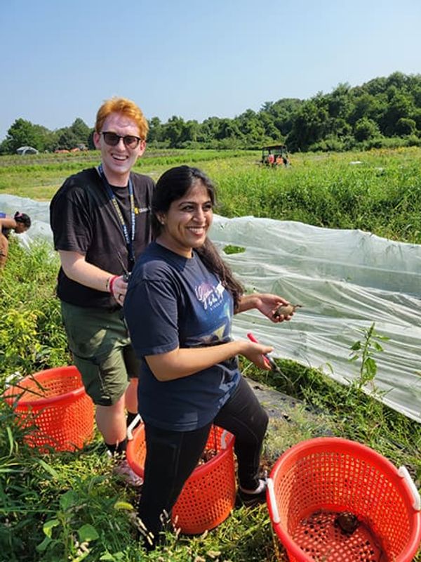 Class of 2024 students at Sharing the Harvest Farm
