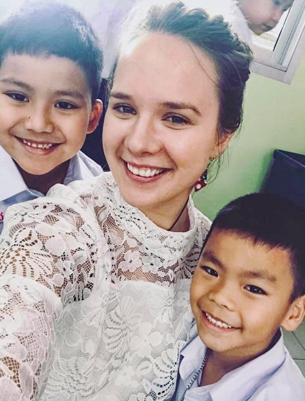 With students in Bangkok, Thailand