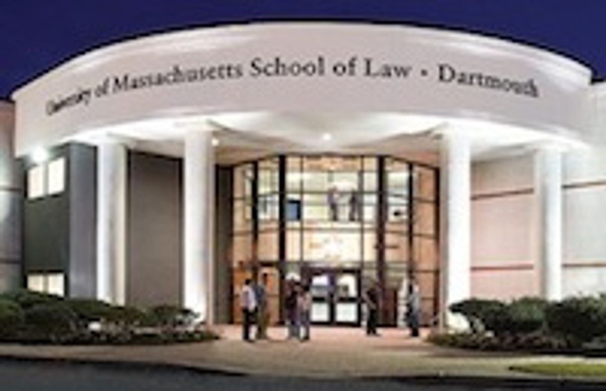 An image of the exterior of UMass Law.