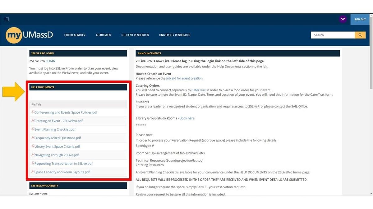 25 Live Help Document Menu