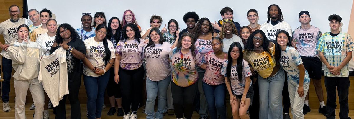 Group of students with UMassD Ready tshirts.