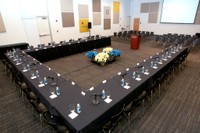 Setup in Woodland Commons for the Board of Trustees Meeting