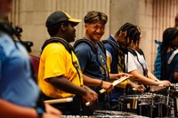 Group of band students smiling