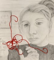 1st Place: Autumn Tilley, Overwhelmed, 2020, pencil and string on paper