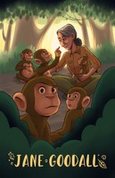 Jane Goodall, 2021, digital illustration, book cover, 11x17