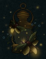 Illuminate, 2020, digital illustration featuring fireflies, 8.5 x 11 inches